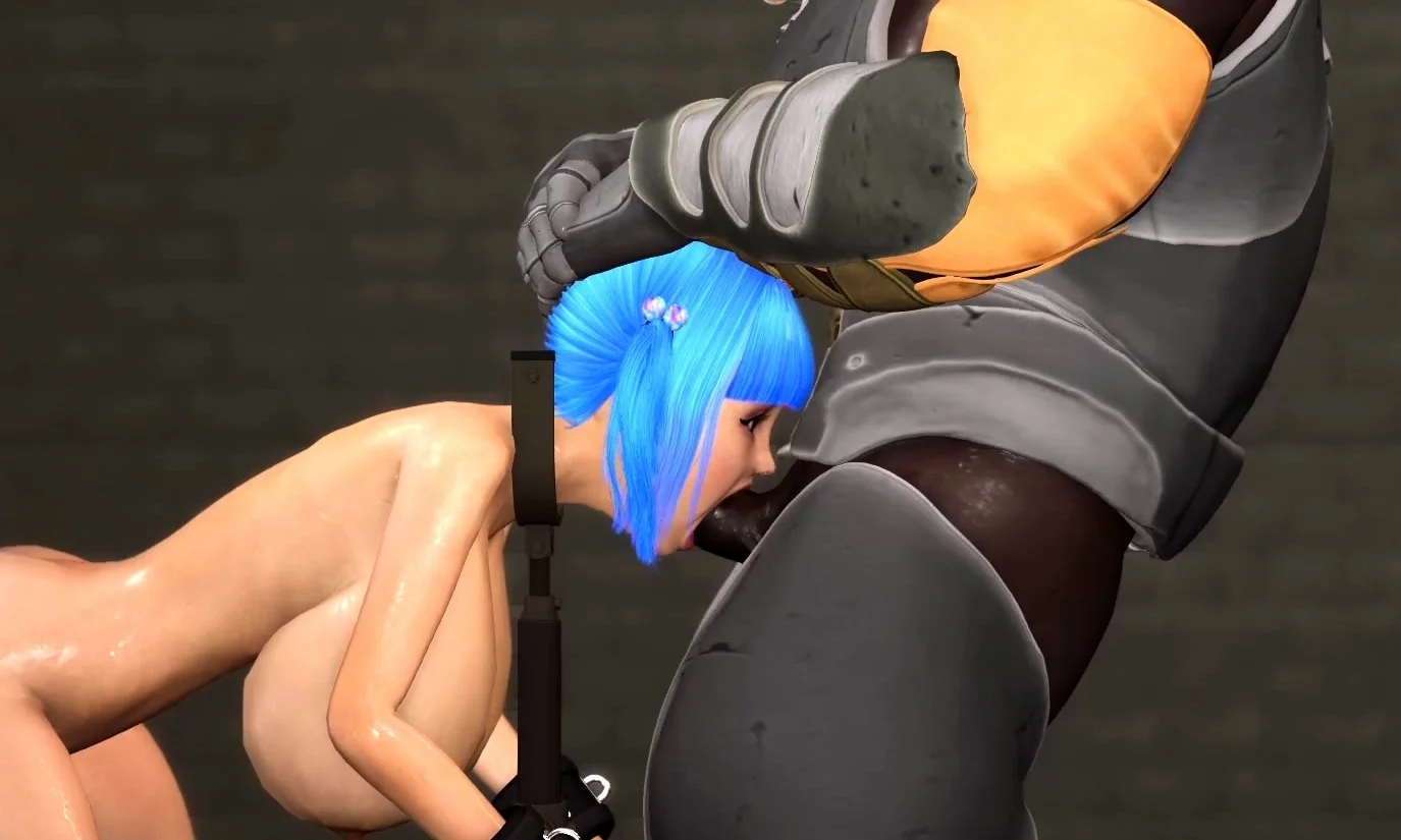 Black space soldier bangs a restrained girl with big tits