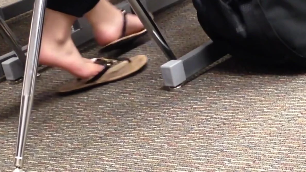 Candid College Cheerleader Feet in Class 1