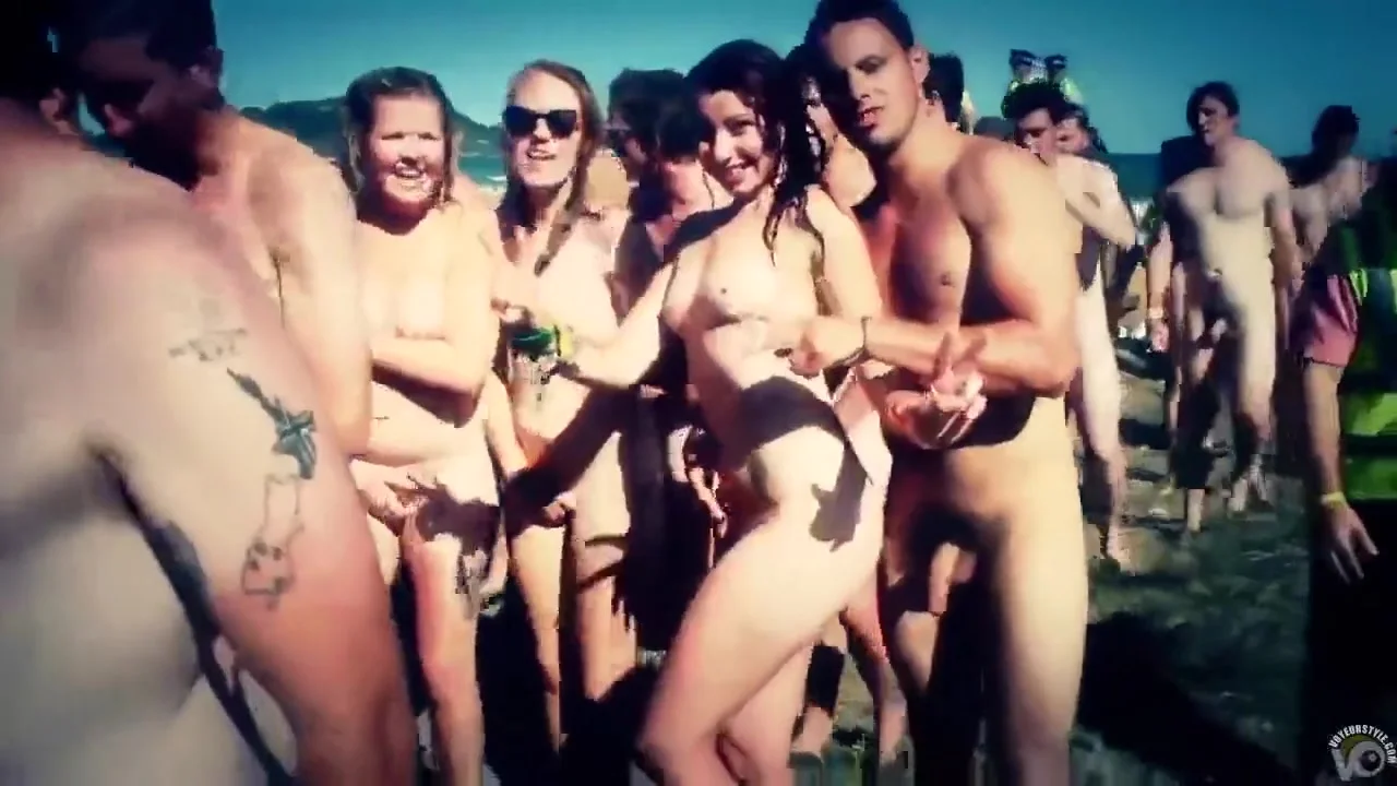 Huge nudist party with hundreds in the water