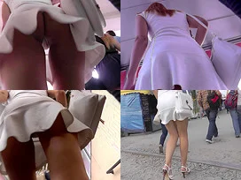 Hot upskirt porn shows the nice athletic ass of a chick