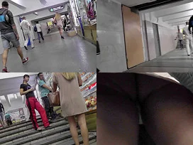 Sexy a-line skirt on a skinny ass in accidental upskirt
