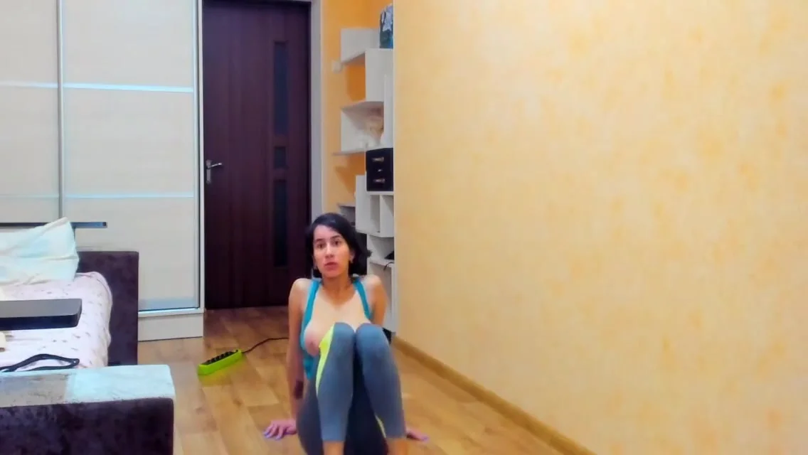 Wet Sexy Myla Angel Performs Gymnastics In Sportwear And Naked, Tits Sucking, Naked Walking! 14 Min