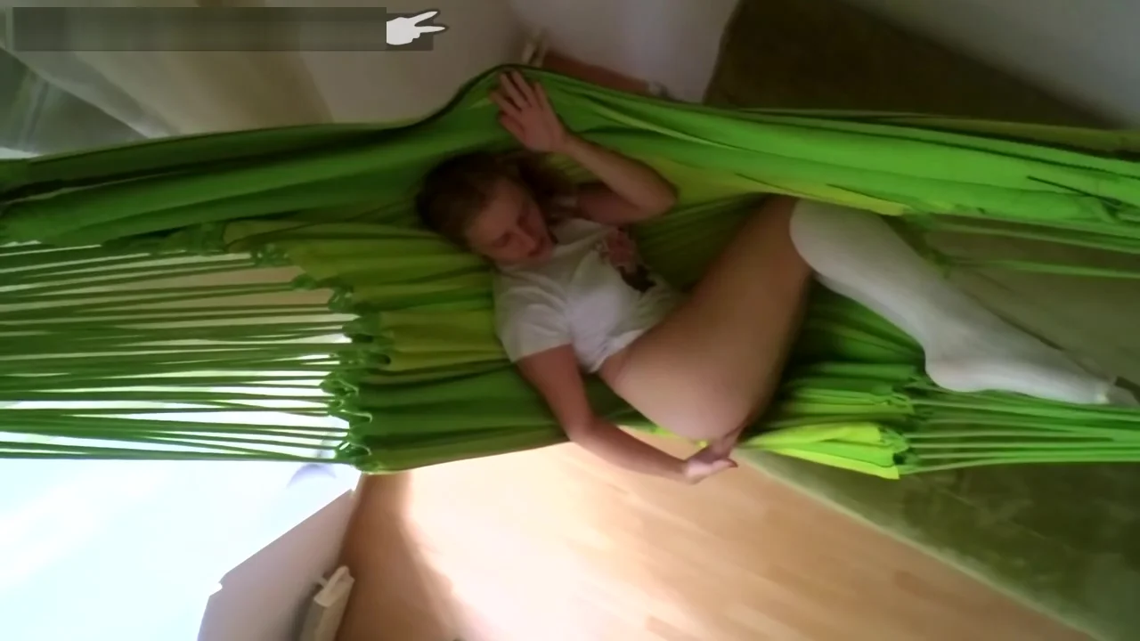 CODEFUCK sexy solo in green hammock masturbate in stockings fingering pussy
