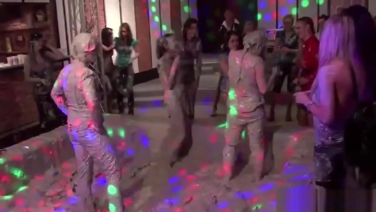 Kinky Lesbian Paint Wrestling Fun