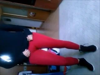 girl in tight yoga pants without underwear itself excites