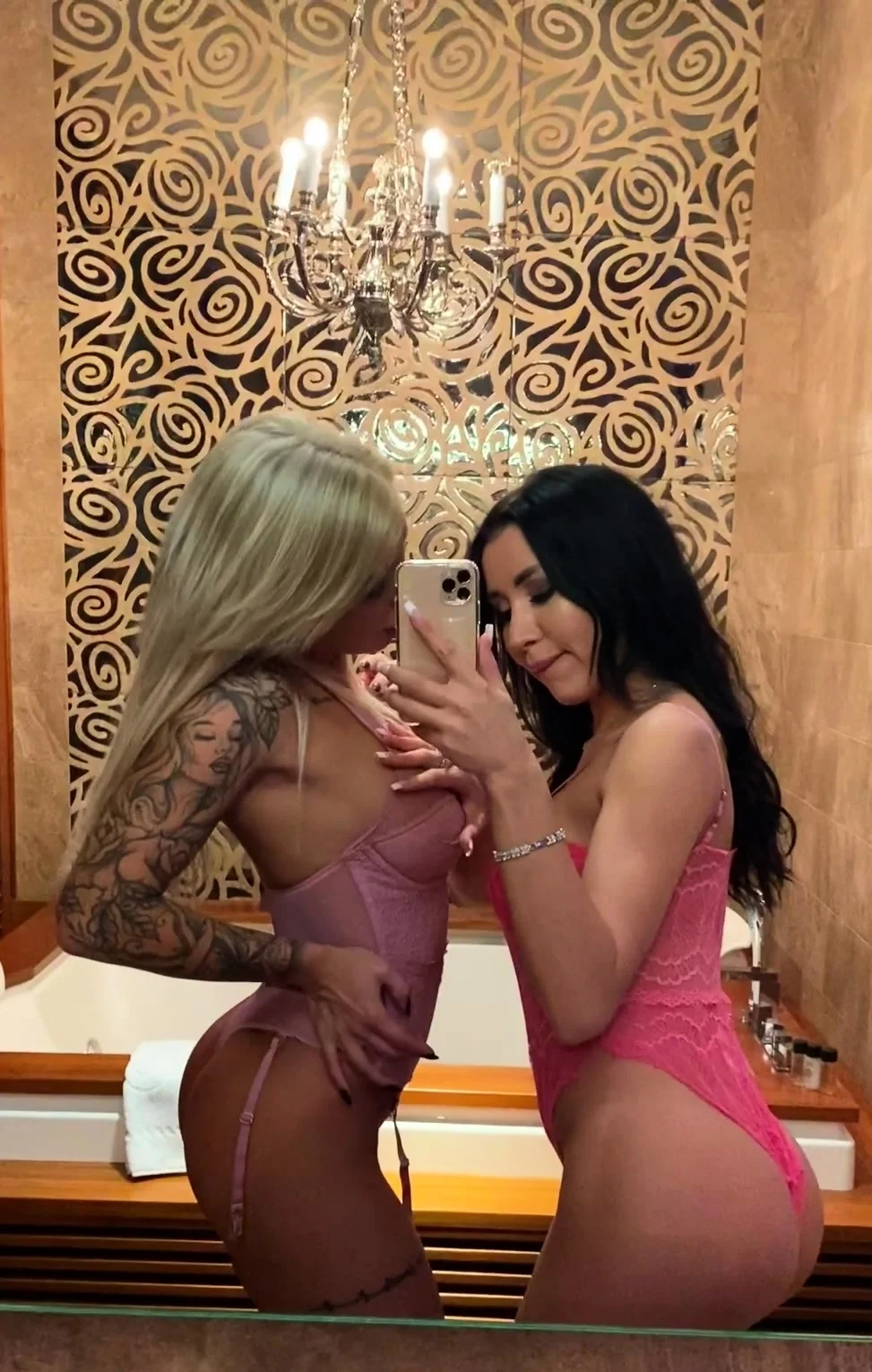 Blonde and Brunette Lesbians Share a Vibrator