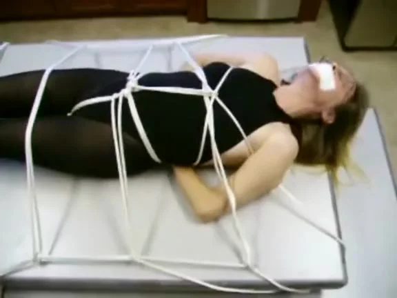 Black Leo tied to a table