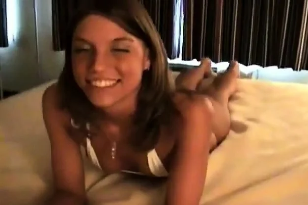 Slut Teen in white micro bikini outfit