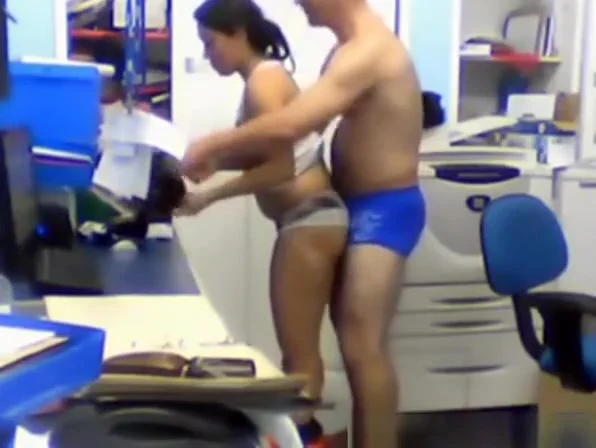 Horny boss humping his employee in the office