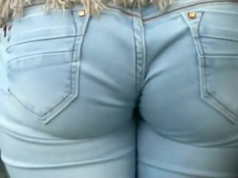 Jeans wedgie in cute girl's ass crack