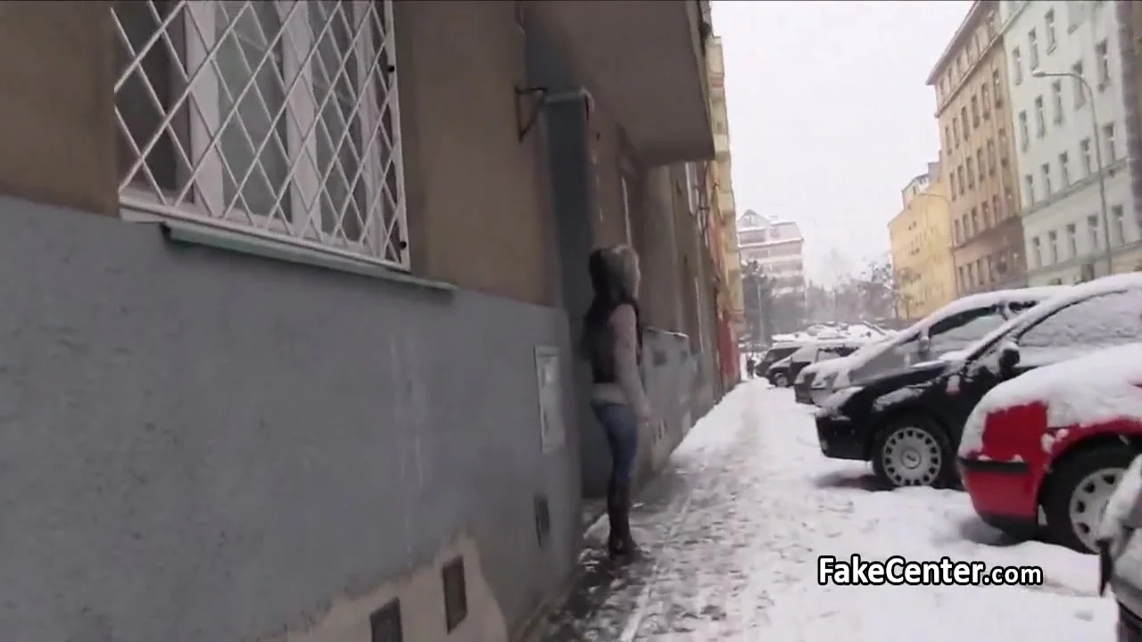 Brunette takes big cock in public