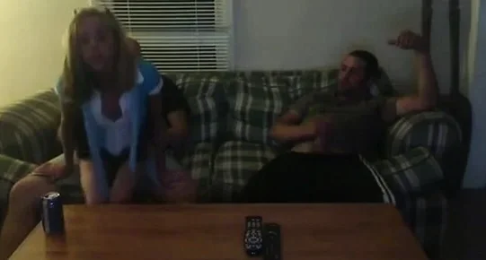 Blonde Girl bareback fucks two brothers