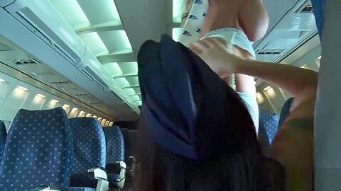 Amazing babes enjoy an airplane lesbian adventure