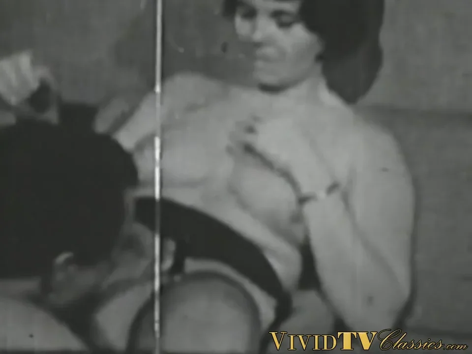 Black And White Vintage Video Of Lady Sucking Her Lover With Vintage Lady
