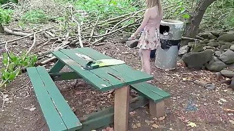 Adorable blonde babe, Melody Marks likes to suck a strangers cock in the nature, during the day