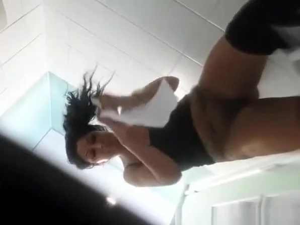 Hot latina spied in public toilet