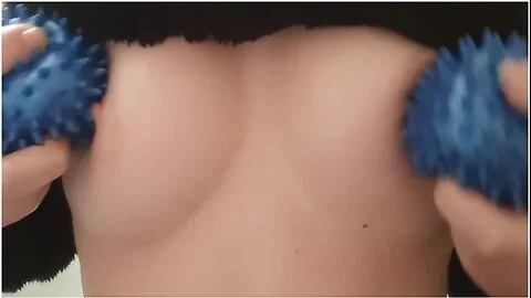 Hot Tits And Nipples Massage With Oil And Massage Balls