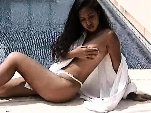 Skinny Asian cutie with a banging body poses in her white undies