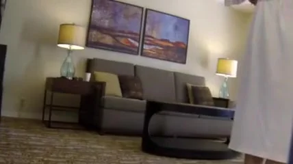Girl Flashing Nude to Roomservice Guy