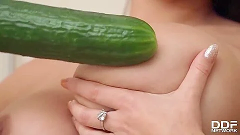 Hot brunette, Krystal Webb was too horny to hold back from masturbating like crazy, in the kitchen