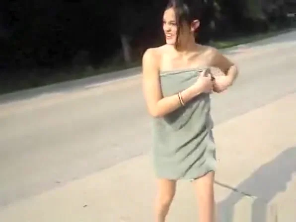 Cute girl flashes her neighborhood