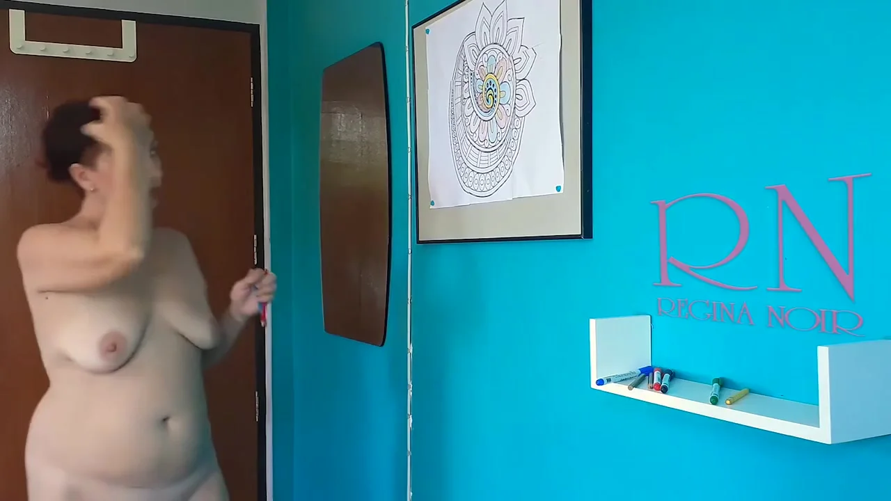 Indian Nudist Painting Indian Pattern - Mandala. Relax Music. Naked Art Workshop. Scene 2