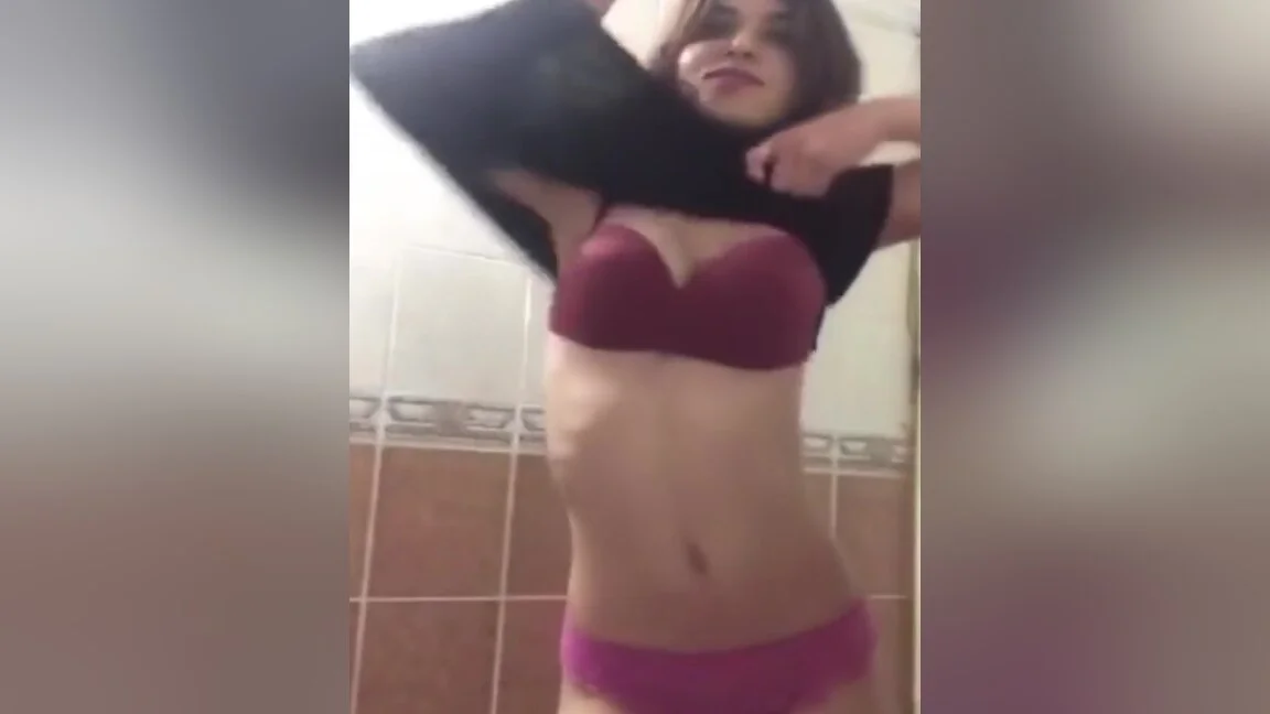Hot Turkish Girl Undressing On The Toilet