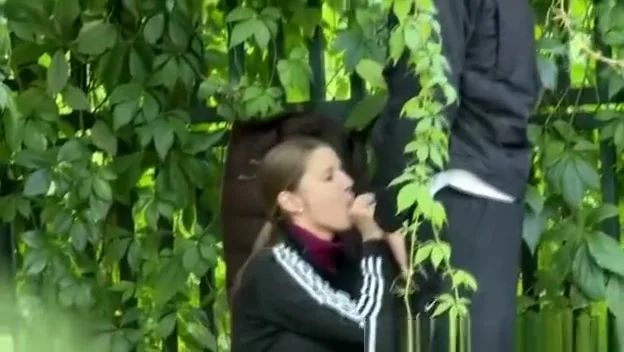 Girl blowjob in public place