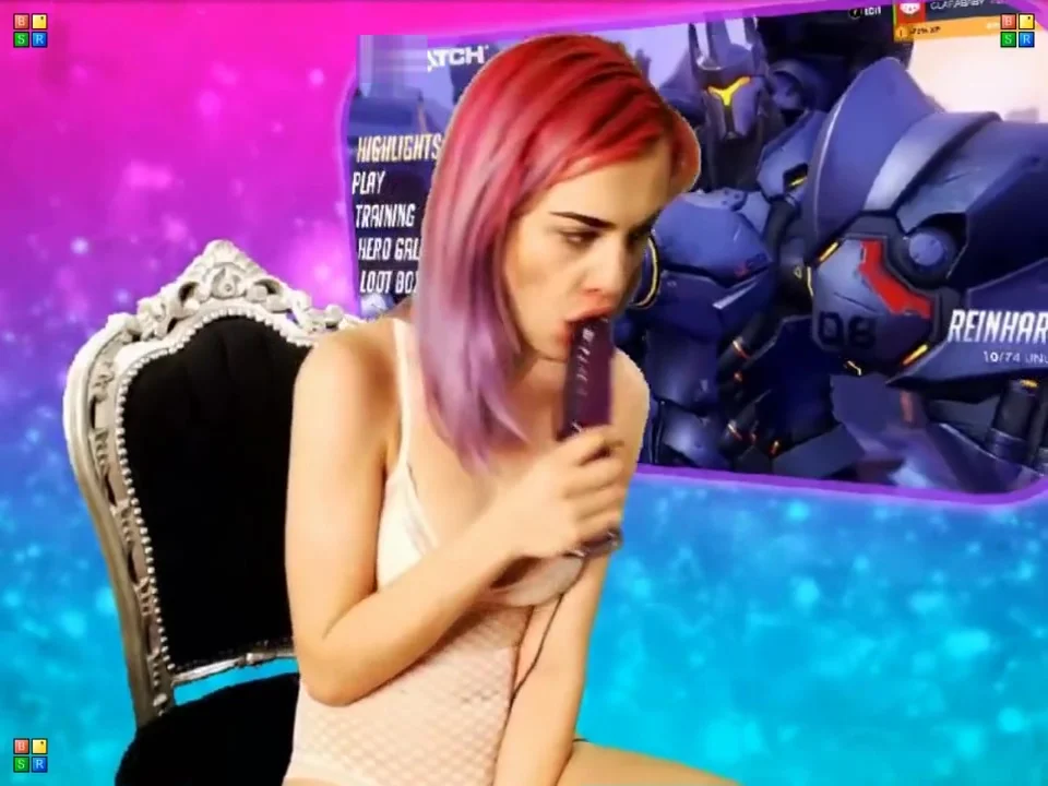Pink haired Overwatch streamer blowjob