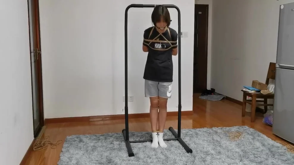 Chinese Bondage - Cutie Bound To A Rack