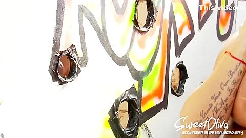 Pierced Pussy Fucks Glory Hole Cock