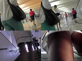Skinny ass and hot a-line skirt in accidental upskirt