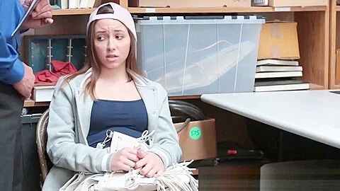 Shoplifting teen 18+ Hayden Hennessy sucks and fucks the officer