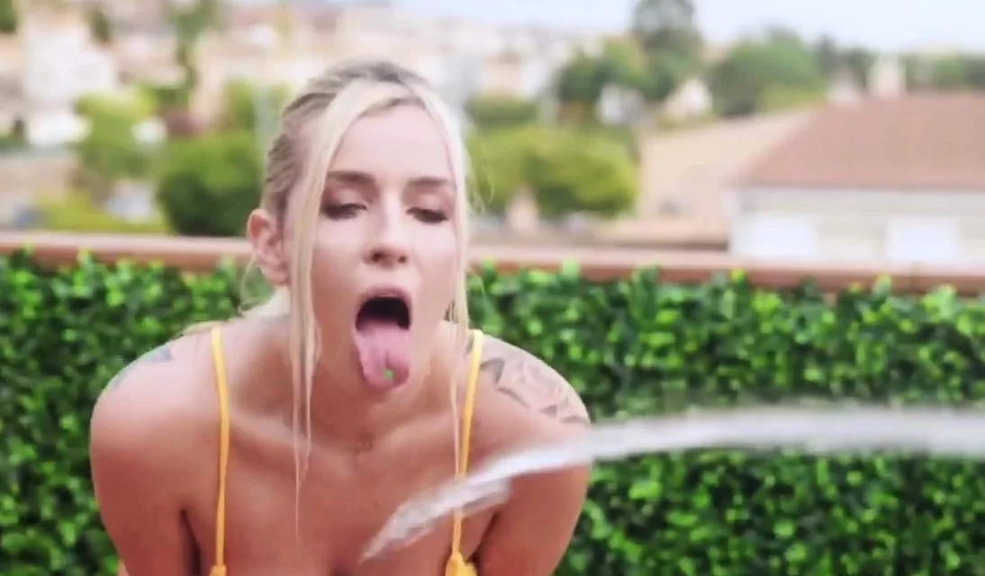 Sloppy bbc blowjob by busty bikini blonde