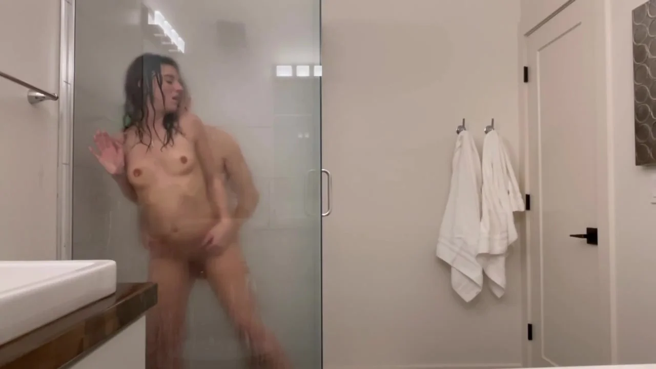 Steamy Glass Shower: Hot Couple On Vacation