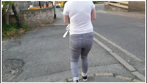 Alice - Very Public Wetting Outside Closed Public Toilets! Pee Accident!