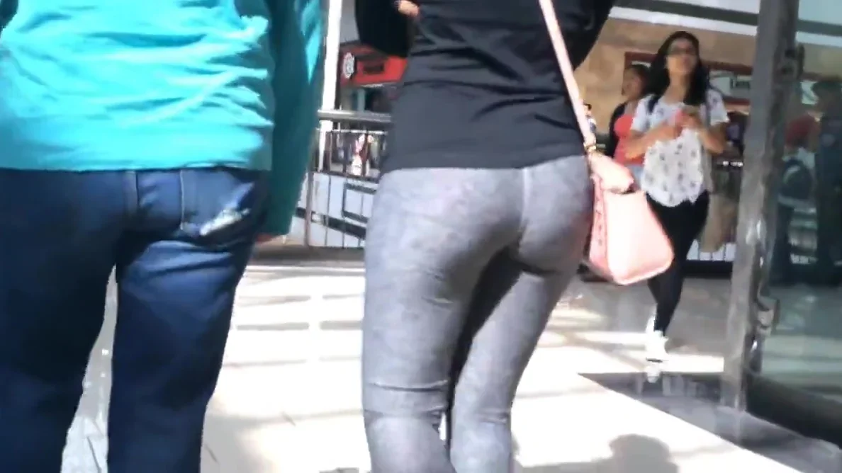 College teen 18+ Tight Jiggly Ass in Grey Spandex