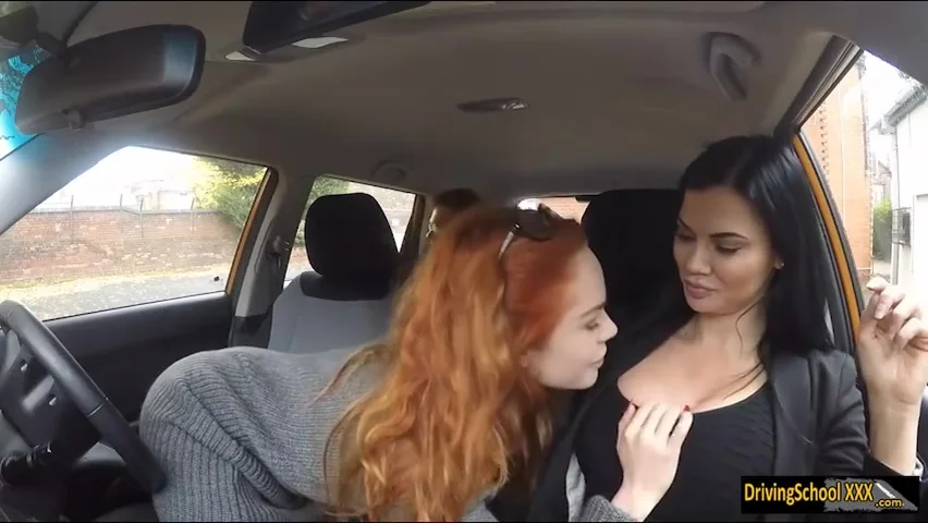 Ella Hughes In Cute Redhead Babe Hard Threesome In The Car