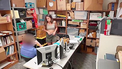 teen 18+ shoplifter busted and fucked by a security guy