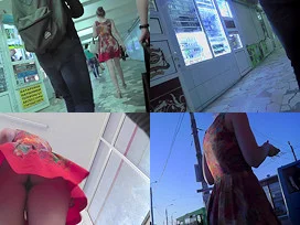 Slim redhead wears mini skirt in upskirt movie