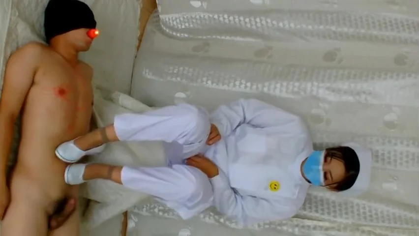 asian nurse cock trampling with shoejob and footjob