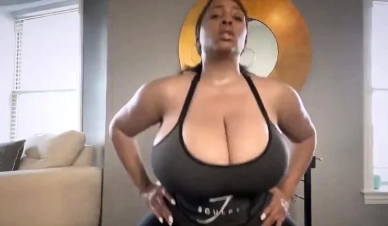 Large black boobs shaking up close - Fetish solo