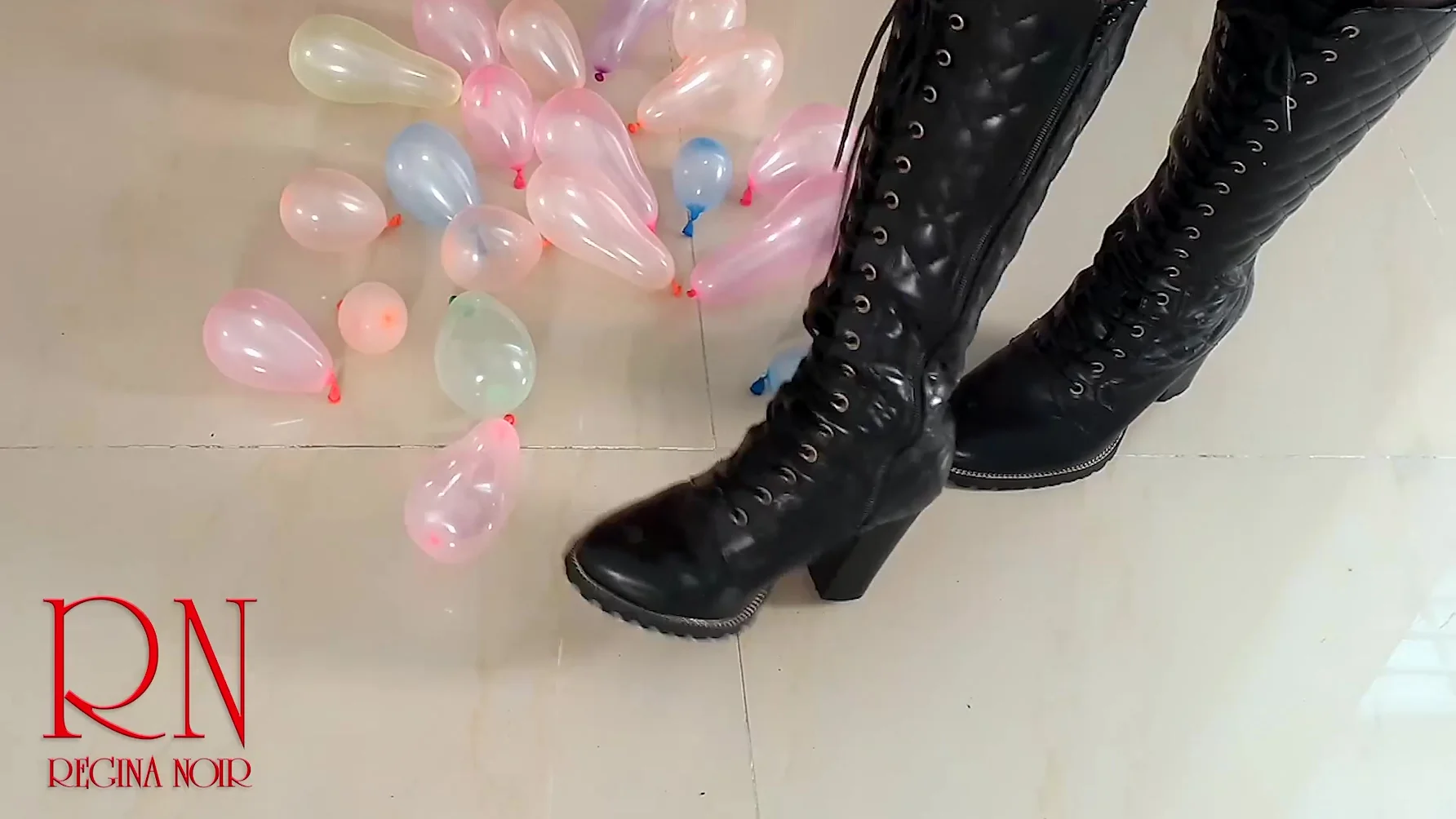 Small Balloons Pop With High Heels Boots