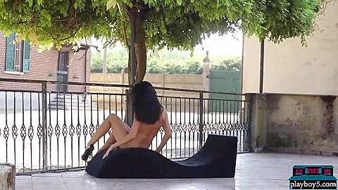 Perfect Ass Petite Brunette Babe Sapphira Striptease In Public For