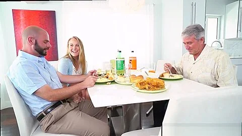 Bearded hunk gets a fine handjob under the table