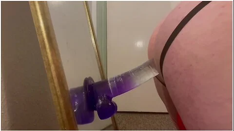 Tvmandyspencer Takes 10 Inch Dildo In Her Hungry Tight Asspussy, In Red Lingerie
