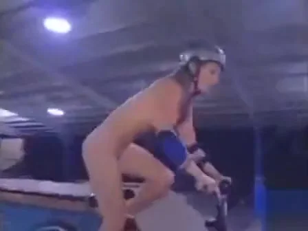 Riding the bicycle with no clothes on