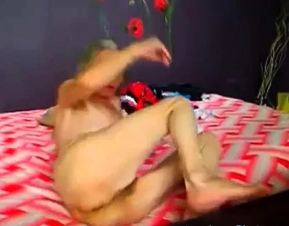 Skinny hairy granny playing on cam