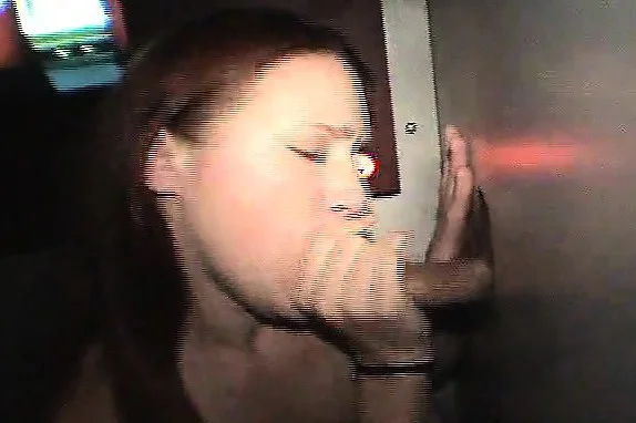 Redhead slut blows a few cocks and gets fucked hard at the gloryhole
