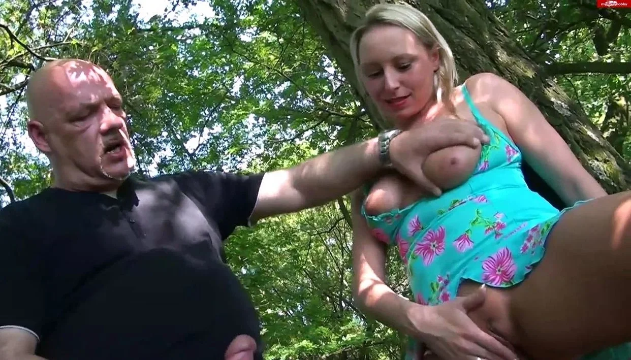 Sexy Blonde Fingers Her Pussy Outdoors